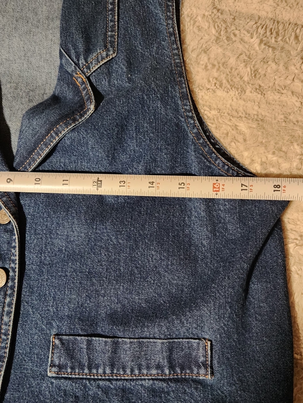 VTG Vivaldi Denim Vest M Made in USA 90s Festival Boho Coastal Cowgirl Western - Picture 7 of 9